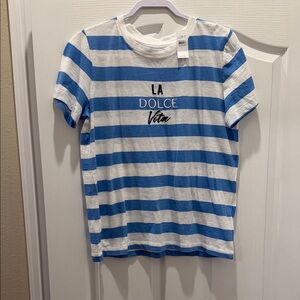 LOFT Blue and White Striped Tee for Women